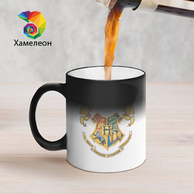 Кружка хамелеон с принтом Hogwarts в городе Новоалтайск, керамика | меняет цвет при нагревании, емкость 330 мл | Тематика изображения на принте: 