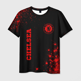Мужская футболка 3D с принтом Chelsea   red gradient вертикально в городе Новоалтайск, 100% полиэфир | прямой крой, круглый вырез горловины, длина до линии бедер | 