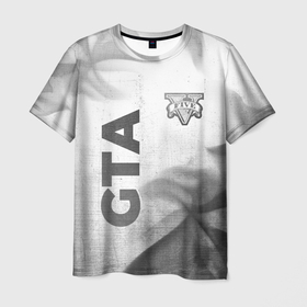Мужская футболка 3D с принтом GTA   white gradient вертикально в городе Новоалтайск, 100% полиэфир | прямой крой, круглый вырез горловины, длина до линии бедер | 