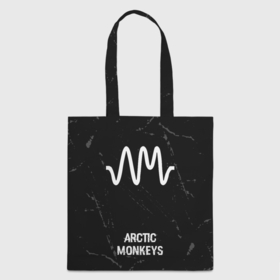 Шоппер 3D с принтом Arctic Monkeys glitch на темном фоне по центру , 100% полиэстер | Плотность: 200 г/м2; Размер: 34×35 см; Высота лямок: 30 см | 