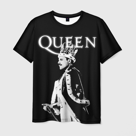Мужская футболка 3D с принтом Queen Freddie Mercury король , 100% полиэфир | прямой крой, круглый вырез горловины, длина до линии бедер | 
