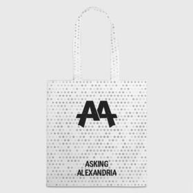 Шоппер 3D с принтом Asking Alexandria glitch на светлом фоне по центру в городе Новоалтайск, 100% полиэстер | Плотность: 200 г/м2; Размер: 34×35 см; Высота лямок: 30 см | 