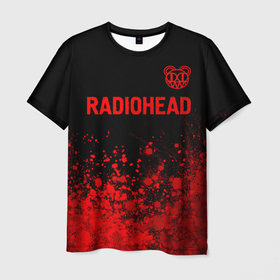 Мужская футболка 3D с принтом Radiohead   red gradient посередине в городе Новоалтайск, 100% полиэфир | прямой крой, круглый вырез горловины, длина до линии бедер | 