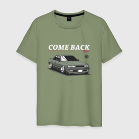Мужская футболка хлопок с принтом Toyota chaser come back в Ухте, 100% хлопок | прямой крой, круглый вырез горловины, длина до линии бедер, слегка спущенное плечо. | 