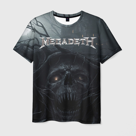 Мужская футболка 3D с принтом Megadeth череп под деревом в городе Новоалтайск, 100% полиэфир | прямой крой, круглый вырез горловины, длина до линии бедер | 