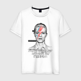 Мужская футболка хлопок с принтом David Bowie police department rochester в Рязани, 100% хлопок | прямой крой, круглый вырез горловины, длина до линии бедер, слегка спущенное плечо. | Тематика изображения на принте: 