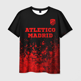 Мужская футболка 3D с принтом Atletico Madrid   red gradient посередине в городе Новоалтайск, 100% полиэфир | прямой крой, круглый вырез горловины, длина до линии бедер | 