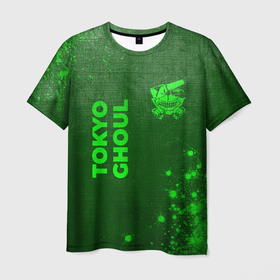 Мужская футболка 3D с принтом Tokyo Ghoul   green gradient вертикально в городе Новоалтайск, 100% полиэфир | прямой крой, круглый вырез горловины, длина до линии бедер | 