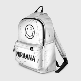 Рюкзак 3D с принтом Nirvana glitch на светлом фоне по центру в городе Новоалтайск, 100% полиэстер | лямки с регулируемой длиной, сверху петелька, чтобы рюкзак можно было повесить на вешалку. Основное отделение закрывается на молнию, как и внешний карман. Внутри два дополнительных кармана, один из которых закрывается на молнию. По бокам два дополнительных кармашка | 