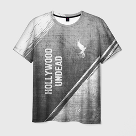 Мужская футболка 3D с принтом Hollywood Undead   grey gradient вертикально в городе Новоалтайск, 100% полиэфир | прямой крой, круглый вырез горловины, длина до линии бедер | 