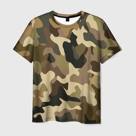 Мужская футболка 3D с принтом Милитари камуфляж в Ухте, 100% полиэфир | прямой крой, круглый вырез горловины, длина до линии бедер | Тематика изображения на принте: 
