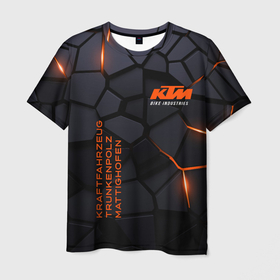 Мужская футболка 3D с принтом KTM   плиты с эффектом свечения в городе Новоалтайск, 100% полиэфир | прямой крой, круглый вырез горловины, длина до линии бедер | 
