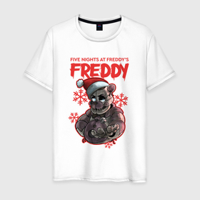Мужская футболка хлопок с принтом Five Nights at Freddys   Freddy в городе Новоалтайск, 100% хлопок | прямой крой, круглый вырез горловины, длина до линии бедер, слегка спущенное плечо. | Тематика изображения на принте: 