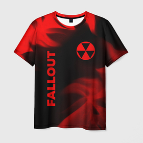 Мужская футболка 3D с принтом Fallout   red gradient вертикально в городе Новоалтайск, 100% полиэфир | прямой крой, круглый вырез горловины, длина до линии бедер | 