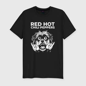Мужская футболка хлопок Slim с принтом Red Hot Chili Peppers rock dog в городе Новоалтайск, 92% хлопок, 8% лайкра | приталенный силуэт, круглый вырез ворота, длина до линии бедра, короткий рукав | Тематика изображения на принте: 