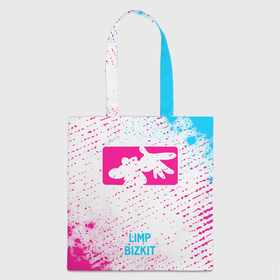 Шоппер 3D с принтом Limp Bizkit neon gradient style по центру в Ухте, 100% полиэстер | Плотность: 200 г/м2; Размер: 34×35 см; Высота лямок: 30 см | 