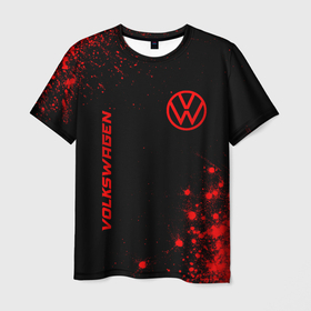 Мужская футболка 3D с принтом Volkswagen   red gradient вертикально в городе Новоалтайск, 100% полиэфир | прямой крой, круглый вырез горловины, длина до линии бедер | 