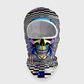 Балаклава 3D с принтом Череп, сердце и оп арт в городе Новоалтайск, 100% полиэстер, ткань с особыми свойствами — Activecool | плотность 150–180 г/м2; хорошо тянется, но при этом сохраняет форму. Закрывает шею, вокруг отверстия для глаз кайма. Единый размер | 