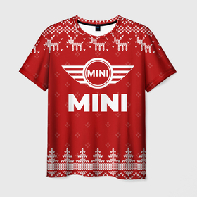 Мужская футболка 3D с принтом Новогодний Mini с оленями в городе Новоалтайск, 100% полиэфир | прямой крой, круглый вырез горловины, длина до линии бедер | 