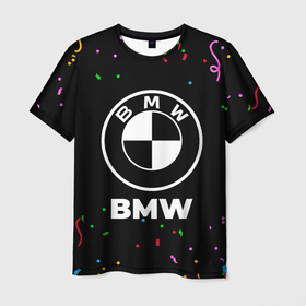 Мужская футболка 3D с принтом BMW конфети в городе Новоалтайск, 100% полиэфир | прямой крой, круглый вырез горловины, длина до линии бедер | Тематика изображения на принте: 