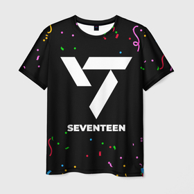 Мужская футболка 3D с принтом Seventeen конфети в городе Новоалтайск, 100% полиэфир | прямой крой, круглый вырез горловины, длина до линии бедер | Тематика изображения на принте: 