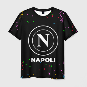 Мужская футболка 3D с принтом Napoli конфети в Кировске, 100% полиэфир | прямой крой, круглый вырез горловины, длина до линии бедер | Тематика изображения на принте: 