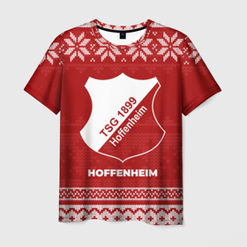 Мужская футболка 3D с принтом Новогодний Hoffenheim в городе Новоалтайск, 100% полиэфир | прямой крой, круглый вырез горловины, длина до линии бедер | 