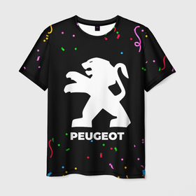 Мужская футболка 3D с принтом Peugeot конфети в Кировске, 100% полиэфир | прямой крой, круглый вырез горловины, длина до линии бедер | Тематика изображения на принте: 