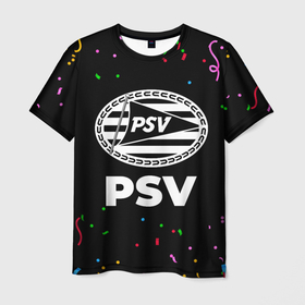 Мужская футболка 3D с принтом PSV конфети в Кировске, 100% полиэфир | прямой крой, круглый вырез горловины, длина до линии бедер | Тематика изображения на принте: 