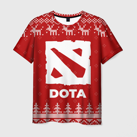 Мужская футболка 3D с принтом Новогодний Dota с оленями в городе Новоалтайск, 100% полиэфир | прямой крой, круглый вырез горловины, длина до линии бедер | 
