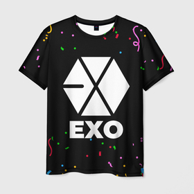 Мужская футболка 3D с принтом Exo конфети в Кировске, 100% полиэфир | прямой крой, круглый вырез горловины, длина до линии бедер | Тематика изображения на принте: 