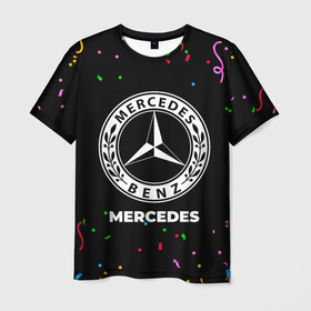 Мужская футболка 3D с принтом Mercedes конфети в Кировске, 100% полиэфир | прямой крой, круглый вырез горловины, длина до линии бедер | Тематика изображения на принте: 