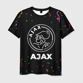 Мужская футболка 3D с принтом Ajax конфети в Кировске, 100% полиэфир | прямой крой, круглый вырез горловины, длина до линии бедер | Тематика изображения на принте: 