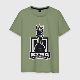 Мужская футболка хлопок с принтом King strategies в городе Новоалтайск, 100% хлопок | прямой крой, круглый вырез горловины, длина до линии бедер, слегка спущенное плечо. | 