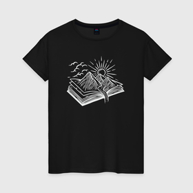 Женская футболка хлопок с принтом Природная книга в городе Новоалтайск, 100% хлопок | прямой крой, круглый вырез горловины, длина до линии бедер, слегка спущенное плечо | 