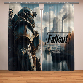 Фотошторы Fallout brotherhood of steel armour: в городе Новоалтайск, Блэкаут (светозащита 90%) / Габардин (светозащита 40% | 2 полотна шириной по 145 см; Высота 200-300 см; Крепление: шторная лента (на крючки); |