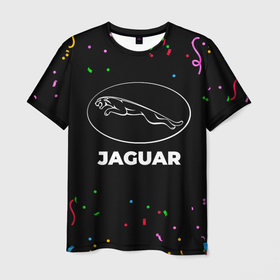 Мужская футболка 3D с принтом Jaguar конфети в Кировске, 100% полиэфир | прямой крой, круглый вырез горловины, длина до линии бедер | Тематика изображения на принте: 