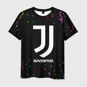 Мужская футболка 3D с принтом Juventus конфети в Кировске, 100% полиэфир | прямой крой, круглый вырез горловины, длина до линии бедер | Тематика изображения на принте: 