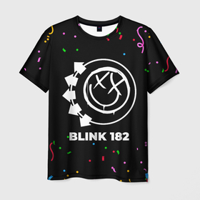 Мужская футболка 3D с принтом Blink 182 конфети в Кировске, 100% полиэфир | прямой крой, круглый вырез горловины, длина до линии бедер | Тематика изображения на принте: 