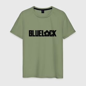 Мужская футболка хлопок с принтом Bluelock   блюлок надпись в городе Новоалтайск, 100% хлопок | прямой крой, круглый вырез горловины, длина до линии бедер, слегка спущенное плечо. | 