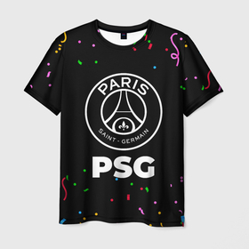 Мужская футболка 3D с принтом PSG конфети в Кировске, 100% полиэфир | прямой крой, круглый вырез горловины, длина до линии бедер | Тематика изображения на принте: 