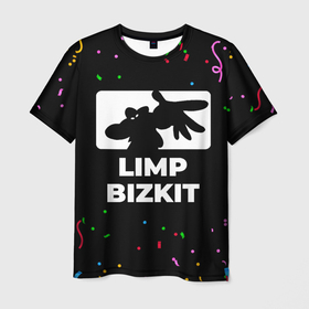 Мужская футболка 3D с принтом Limp Bizkit конфети в городе Новоалтайск, 100% полиэфир | прямой крой, круглый вырез горловины, длина до линии бедер | Тематика изображения на принте: 