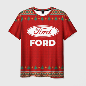 Мужская футболка 3D с принтом Ford new year в Петрозаводске, 100% полиэфир | прямой крой, круглый вырез горловины, длина до линии бедер | 