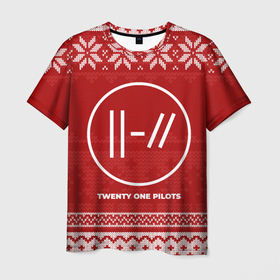 Мужская футболка 3D с принтом Новогодний Twenty One Pilots в городе Новоалтайск, 100% полиэфир | прямой крой, круглый вырез горловины, длина до линии бедер | 
