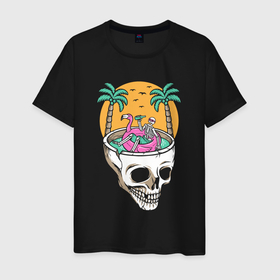Мужская футболка хлопок с принтом Summer skeletor , 100% хлопок | прямой крой, круглый вырез горловины, длина до линии бедер, слегка спущенное плечо. | Тематика изображения на принте: 
