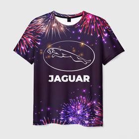 Мужская футболка 3D с принтом Праздничный Jaguar в Петрозаводске, 100% полиэфир | прямой крой, круглый вырез горловины, длина до линии бедер | Тематика изображения на принте: 