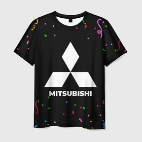 Мужская футболка 3D с принтом Mitsubishi конфети в городе Новоалтайск, 100% полиэфир | прямой крой, круглый вырез горловины, длина до линии бедер | Тематика изображения на принте: 