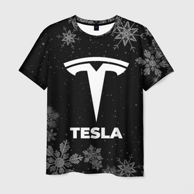 Мужская футболка 3D с принтом Снежный Tesla в Петрозаводске, 100% полиэфир | прямой крой, круглый вырез горловины, длина до линии бедер | Тематика изображения на принте: 