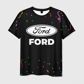 Мужская футболка 3D с принтом Ford конфети в городе Новоалтайск, 100% полиэфир | прямой крой, круглый вырез горловины, длина до линии бедер | Тематика изображения на принте: 