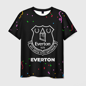 Мужская футболка 3D с принтом Everton конфети в городе Новоалтайск, 100% полиэфир | прямой крой, круглый вырез горловины, длина до линии бедер | Тематика изображения на принте: 